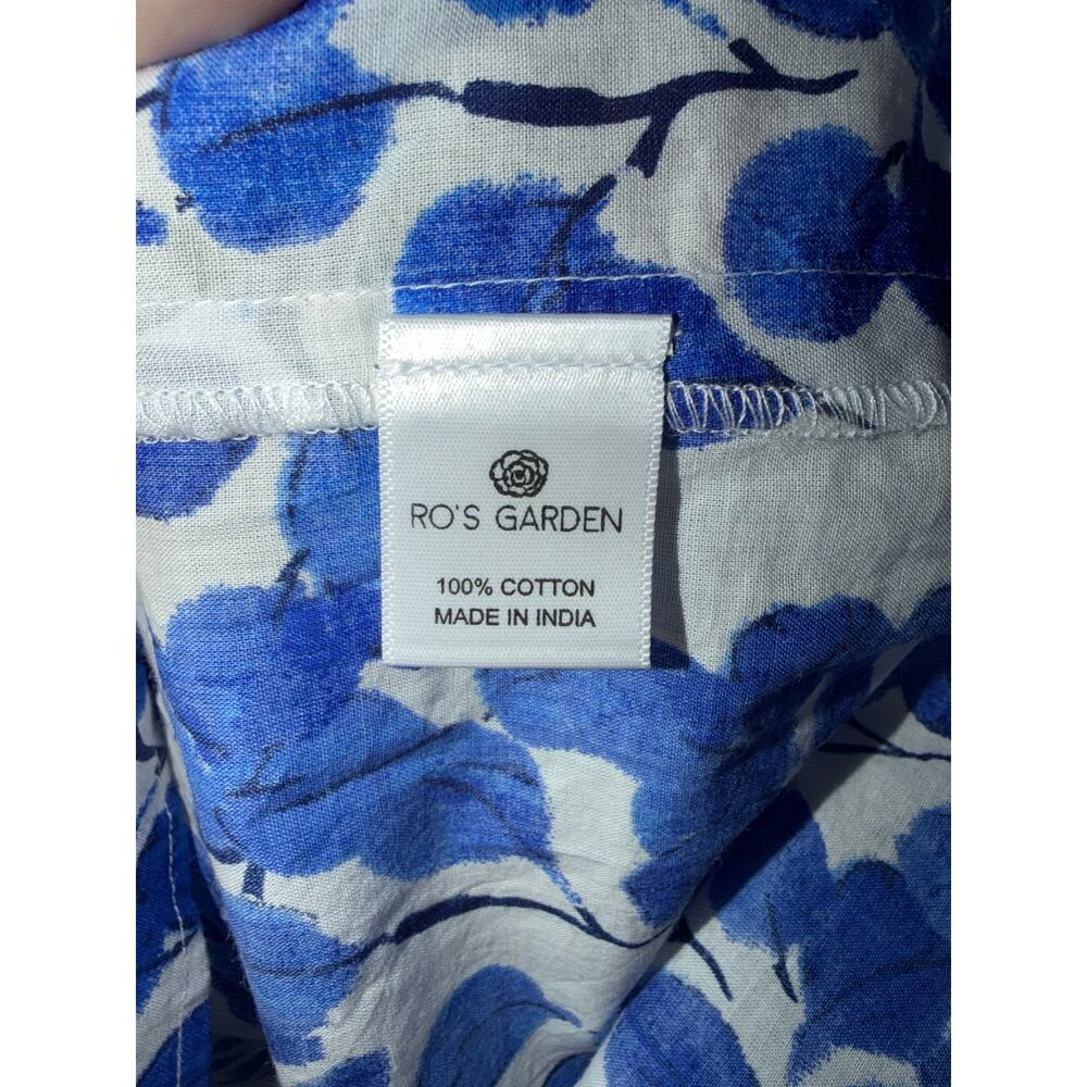 NWT RO'S GARDEN DRESS FANNY LONG MAXI BLUE LEAF 100% COTTON BEACH MILKMAID BOHO - Picture 5 of 12